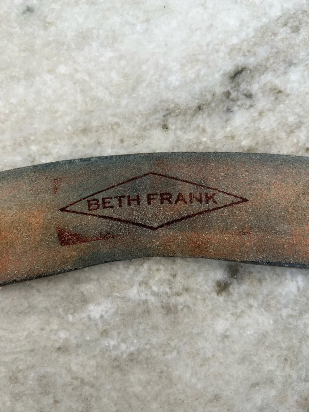 Beth Frank Vintage 1975 -Tooled Floral Leather Belt - stamped 36